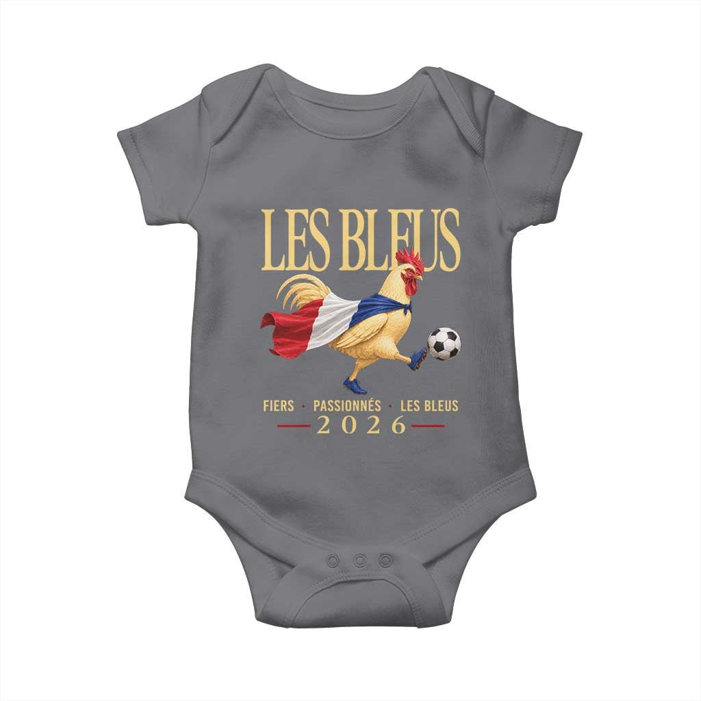 Les Bleus 2026 France Soccer Baby Onesie Rooster Wearing French Flag Patriotic Football Fan Graphic