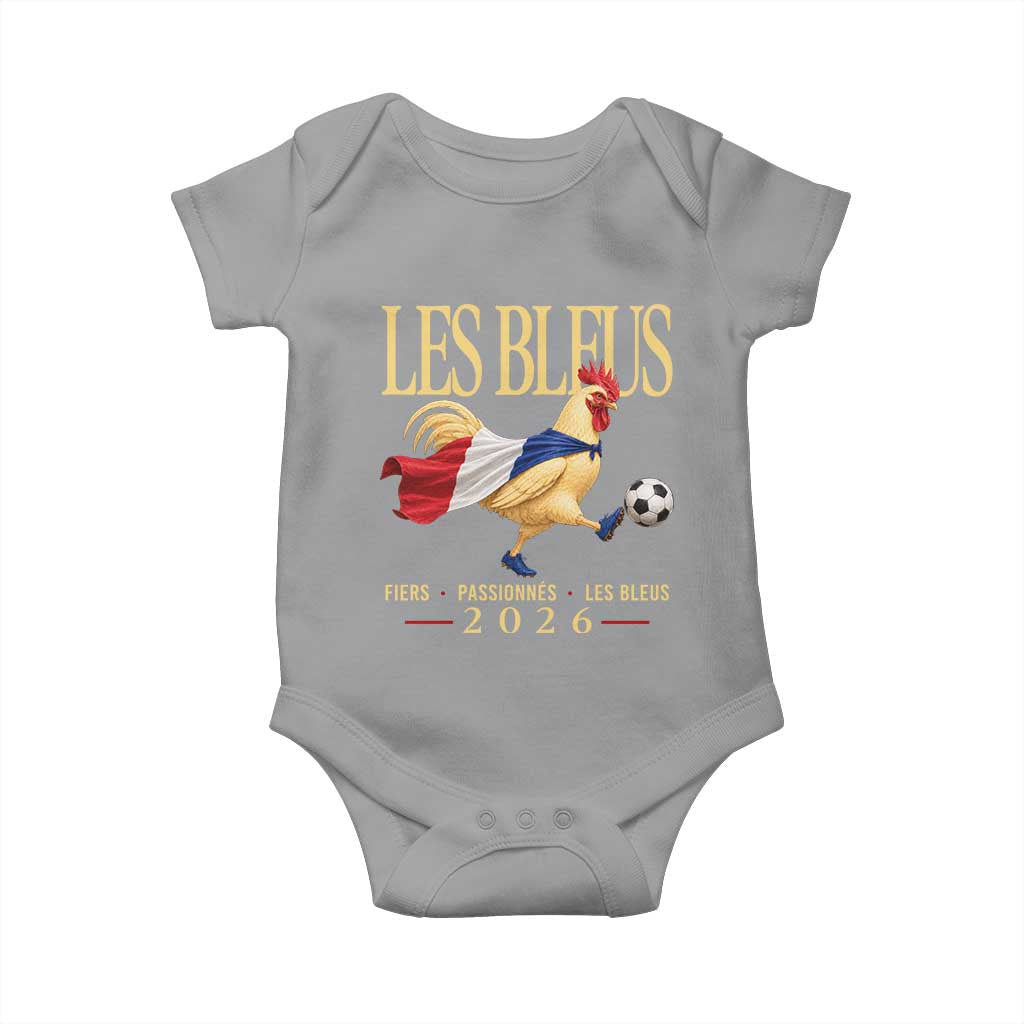 Les Bleus 2026 France Soccer Baby Onesie Rooster Wearing French Flag Patriotic Football Fan Graphic