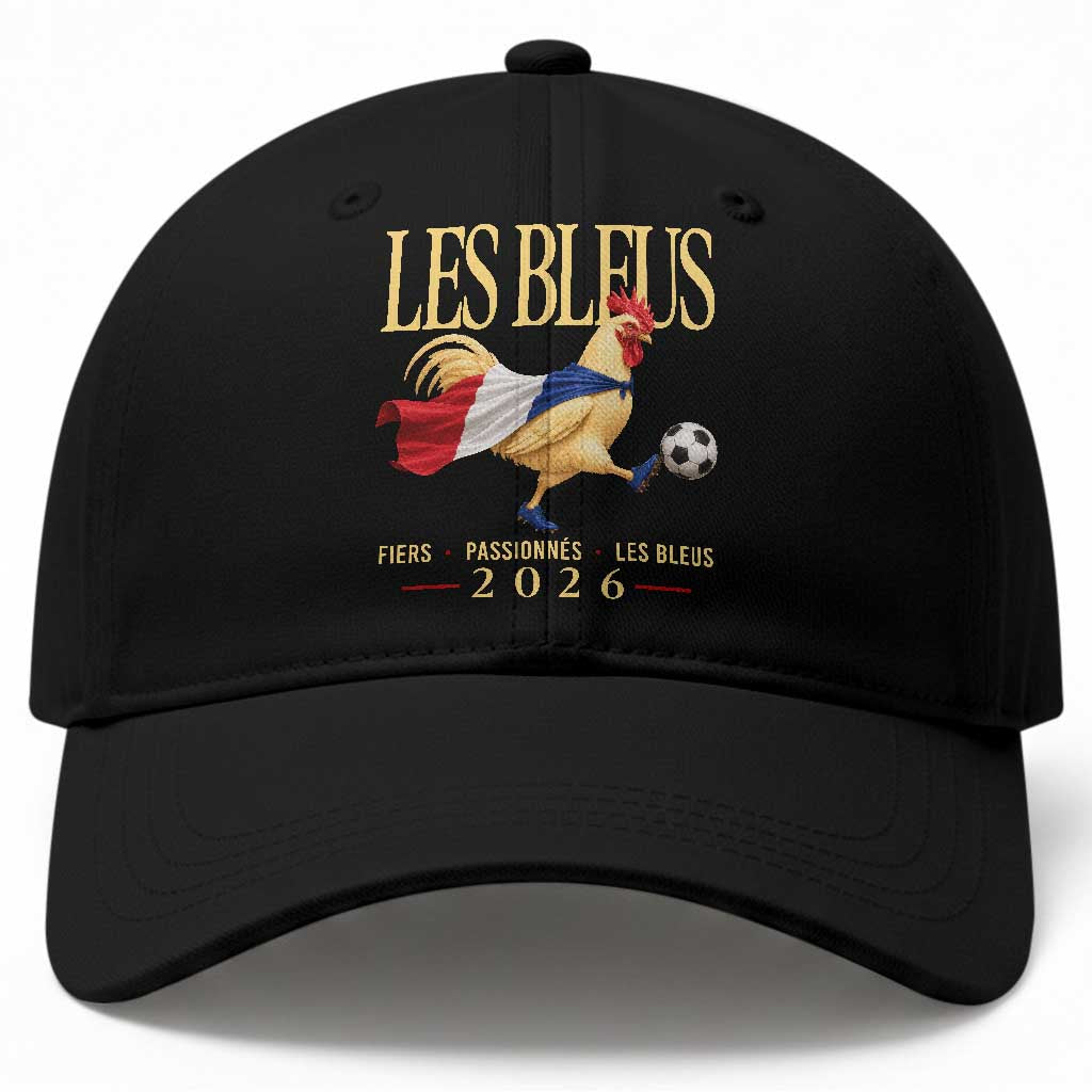 Les Bleus 2026 France Soccer Baseball Cap Rooster Wearing French Flag Patriotic Football Fan Graphic