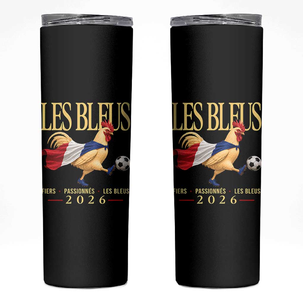 Les Bleus 2026 France Soccer Skinny Tumbler Rooster Wearing French Flag Patriotic Football Fan Graphic