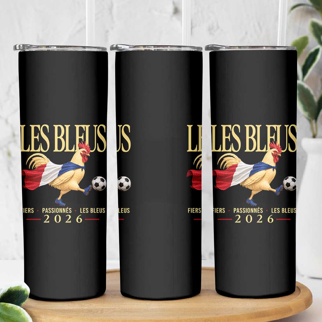 Les Bleus 2026 France Soccer Skinny Tumbler Rooster Wearing French Flag Patriotic Football Fan Graphic