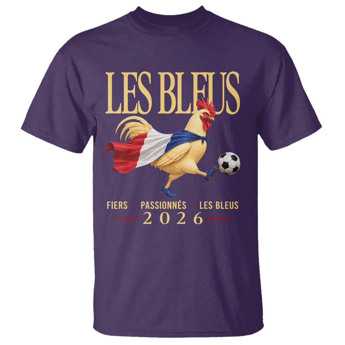 Les Bleus 2026 France Soccer T Shirt Rooster Wearing French Flag Patriotic Football Fan Graphic