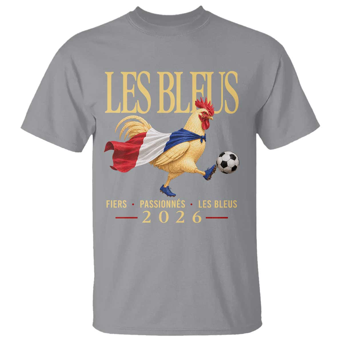 Les Bleus 2026 France Soccer T Shirt Rooster Wearing French Flag Patriotic Football Fan Graphic