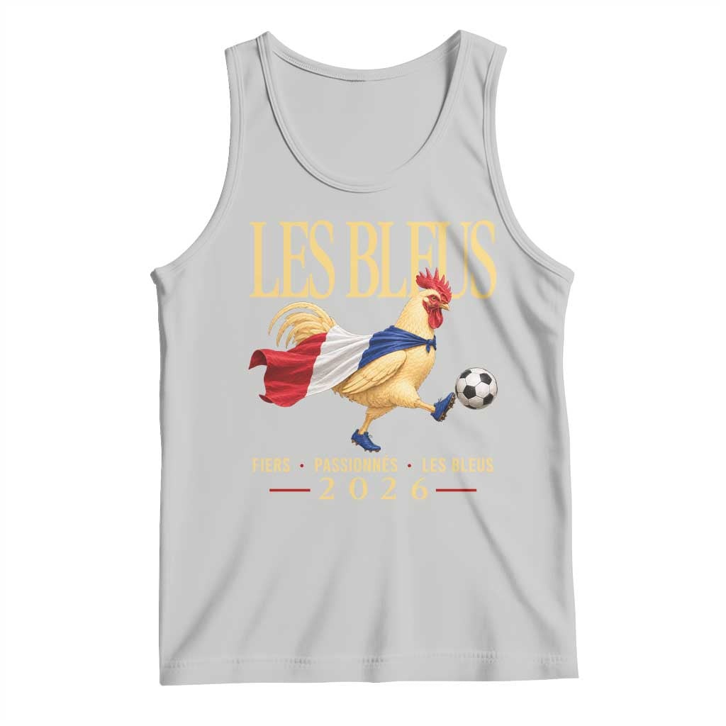 Les Bleus 2026 France Soccer Tank Top Rooster Wearing French Flag Patriotic Football Fan Graphic