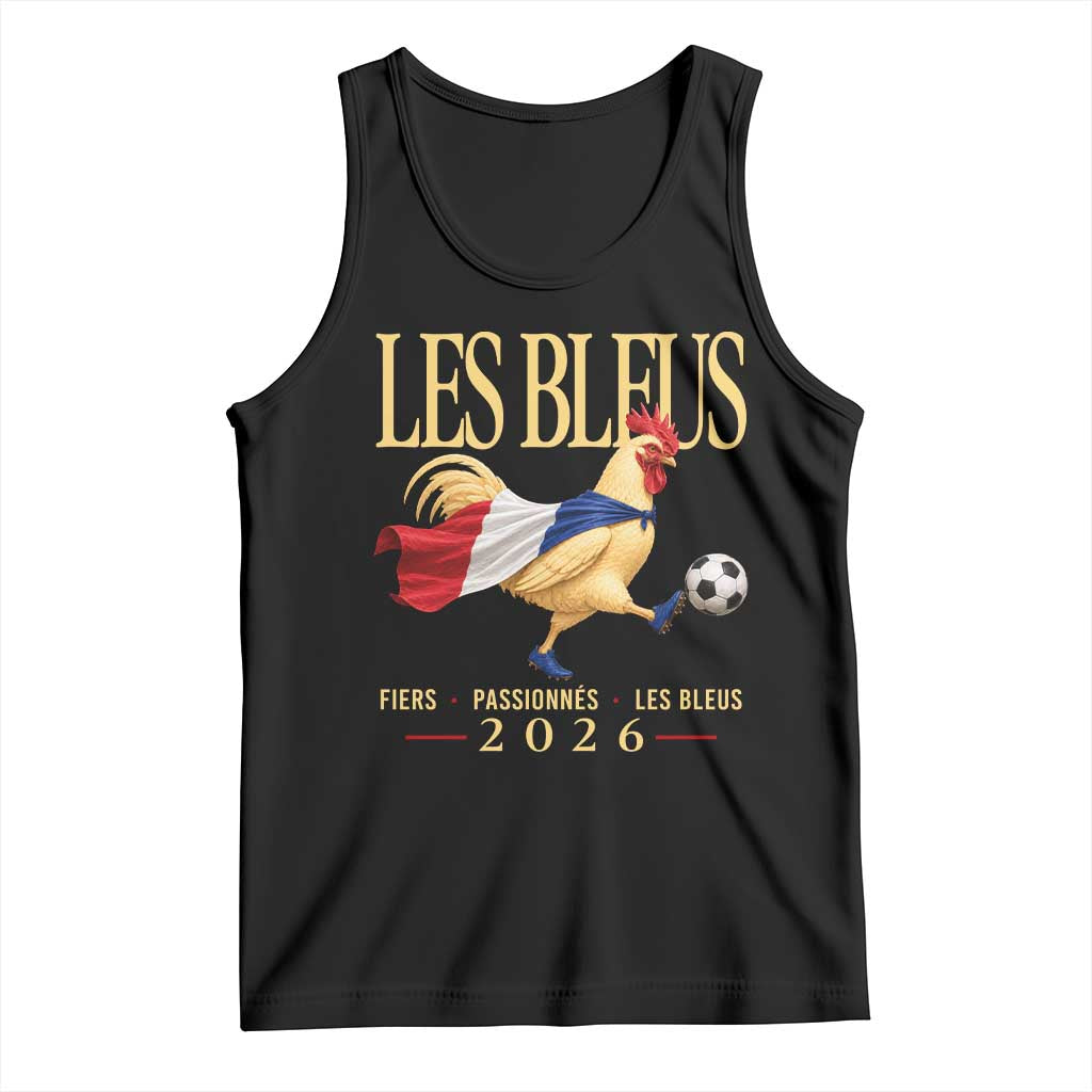 Les Bleus 2026 France Soccer Tank Top Rooster Wearing French Flag Patriotic Football Fan Graphic