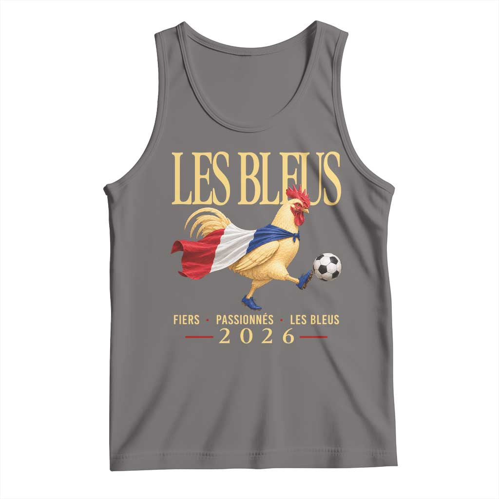 Les Bleus 2026 France Soccer Tank Top Rooster Wearing French Flag Patriotic Football Fan Graphic