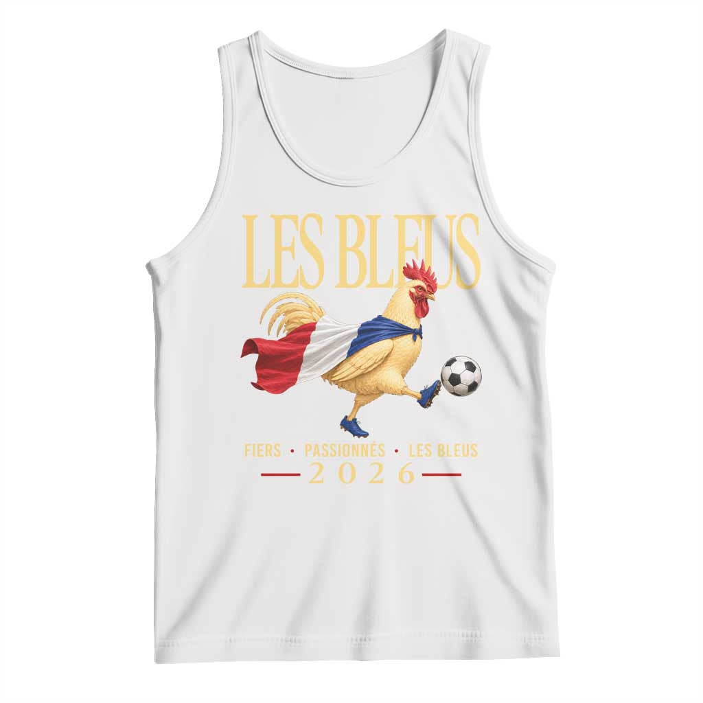 Les Bleus 2026 France Soccer Tank Top Rooster Wearing French Flag Patriotic Football Fan Graphic