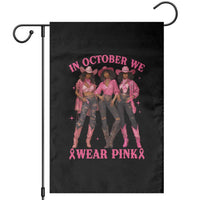 In October We Wear Pink Garden Flag Breast Cancer Awareness Month Cowgirl Pink Ribbon - Wonder Print Shop