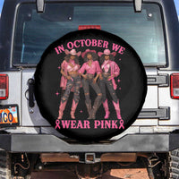 In October We Wear Pink Spare Tire Cover Breast Cancer Awareness Month Cowgirl Pink Ribbon - Wonder Print Shop