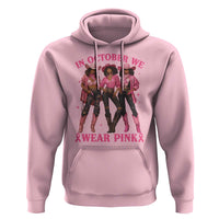 In October We Wear Pink Hoodie Breast Cancer Awareness Month Cowgirl Pink Ribbon - Wonder Print Shop