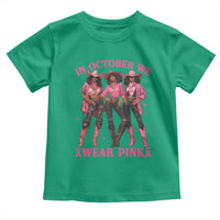 In October We Wear Pink Toddler T Shirt Breast Cancer Awareness Month Cowgirl Pink Ribbon - Wonder Print Shop