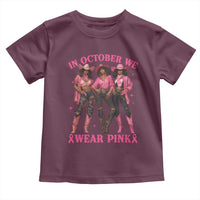 In October We Wear Pink Toddler T Shirt Breast Cancer Awareness Month Cowgirl Pink Ribbon - Wonder Print Shop