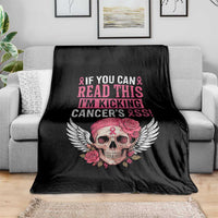 Funny Breast Cancer Survivor Throw Blanket Im Kicking Cancers Ass Pink Ribbon Skull - Wonder Print Shop