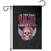 Funny Breast Cancer Survivor Garden Flag Im Kicking Cancers Ass Pink Ribbon Skull - Wonder Print Shop