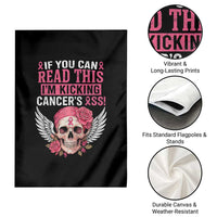 Funny Breast Cancer Survivor Garden Flag Im Kicking Cancers Ass Pink Ribbon Skull - Wonder Print Shop