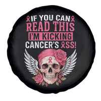 Funny Breast Cancer Survivor Spare Tire Cover Im Kicking Cancers Ass Pink Ribbon Skull - Wonder Print Shop
