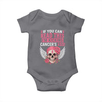Funny Breast Cancer Survivor Baby Onesie Im Kicking Cancers Ass Pink Ribbon Skull - Wonder Print Shop