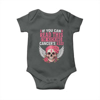 Funny Breast Cancer Survivor Baby Onesie Im Kicking Cancers Ass Pink Ribbon Skull - Wonder Print Shop