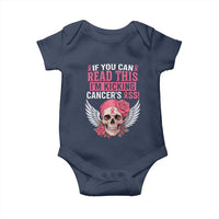 Funny Breast Cancer Survivor Baby Onesie Im Kicking Cancers Ass Pink Ribbon Skull - Wonder Print Shop