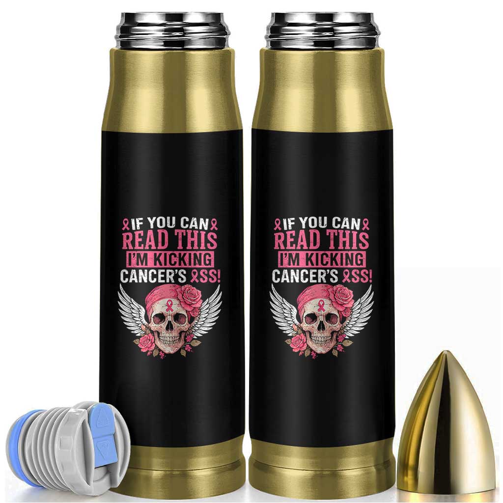 Funny Breast Cancer Survivor Bullet Tumbler Im Kicking Cancers Ass Pink Ribbon Skull - Wonder Print Shop