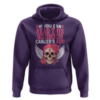 Funny Breast Cancer Survivor Hoodie Im Kicking Cancers Ass Pink Ribbon Skull - Wonder Print Shop