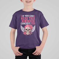 Funny Breast Cancer Survivor T Shirt For Kid Im Kicking Cancers Ass Pink Ribbon Skull - Wonder Print Shop