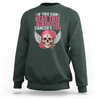 Funny Breast Cancer Survivor Sweatshirt Im Kicking Cancers Ass Pink Ribbon Skull - Wonder Print Shop