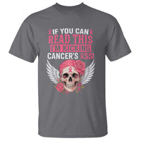 Funny Breast Cancer Survivor T Shirt Im Kicking Cancers Ass Pink Ribbon Skull - Wonder Print Shop
