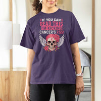 Funny Breast Cancer Survivor T Shirt For Women Im Kicking Cancers Ass Pink Ribbon Skull - Wonder Print Shop