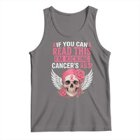 Funny Breast Cancer Survivor Tank Top Im Kicking Cancers Ass Pink Ribbon Skull - Wonder Print Shop