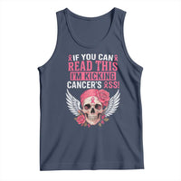 Funny Breast Cancer Survivor Tank Top Im Kicking Cancers Ass Pink Ribbon Skull - Wonder Print Shop