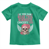 Funny Breast Cancer Survivor Toddler T Shirt Im Kicking Cancers Ass Pink Ribbon Skull - Wonder Print Shop