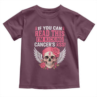 Funny Breast Cancer Survivor Toddler T Shirt Im Kicking Cancers Ass Pink Ribbon Skull - Wonder Print Shop