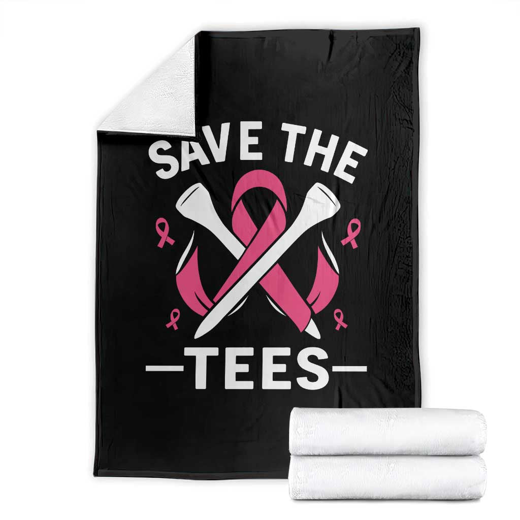 Breast Cancer Awareness Pink Ribbon Golf Throw Blanket Funny Save The Tees - Wonder Print Shop
