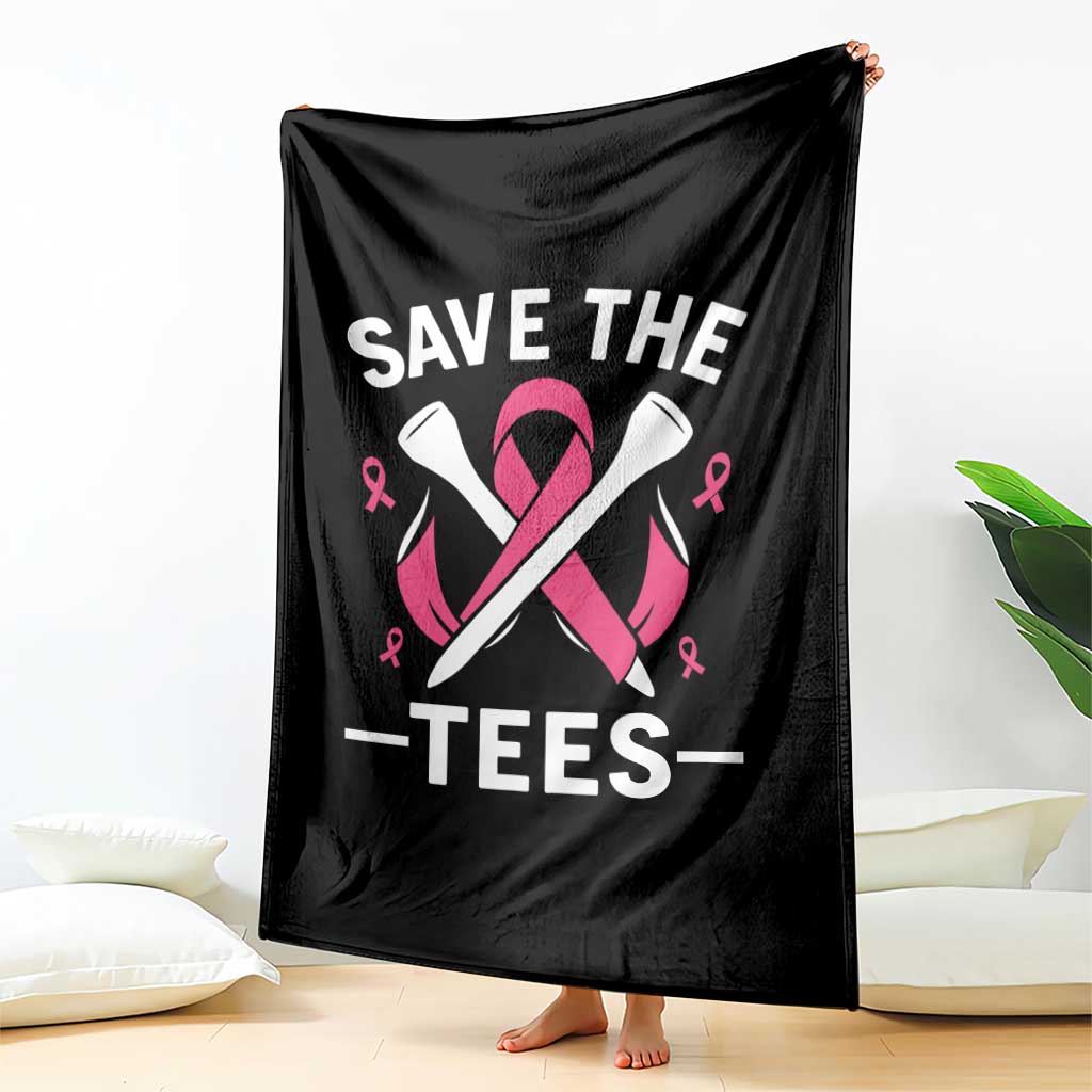 Breast Cancer Awareness Pink Ribbon Golf Throw Blanket Funny Save The Tees - Wonder Print Shop