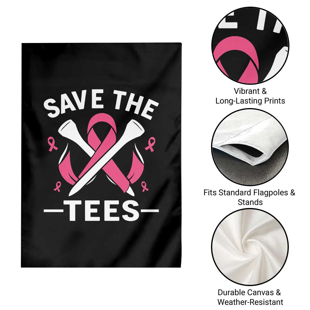 Breast Cancer Awareness Pink Ribbon Golf Garden Flag Funny Save The Tees - Wonder Print Shop
