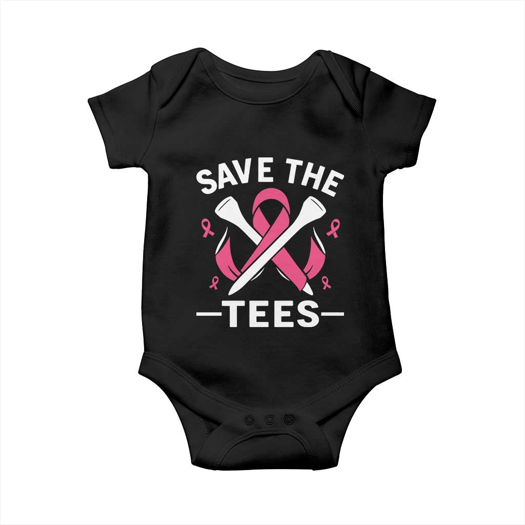 Breast Cancer Awareness Pink Ribbon Golf Baby Onesie Funny Save The Tees - Wonder Print Shop