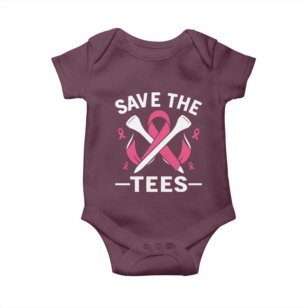 Breast Cancer Awareness Pink Ribbon Golf Baby Onesie Funny Save The Tees - Wonder Print Shop