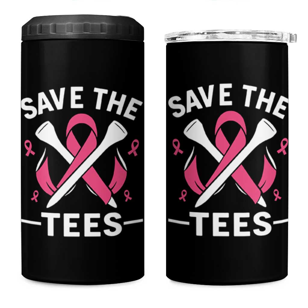 Breast Cancer Awareness Pink Ribbon Golf 4 in 1 Can Cooler Tumbler Funny Save The Tees - Wonder Print Shop