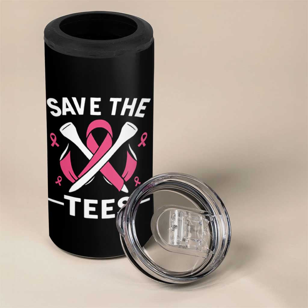 Breast Cancer Awareness Pink Ribbon Golf 4 in 1 Can Cooler Tumbler Funny Save The Tees - Wonder Print Shop