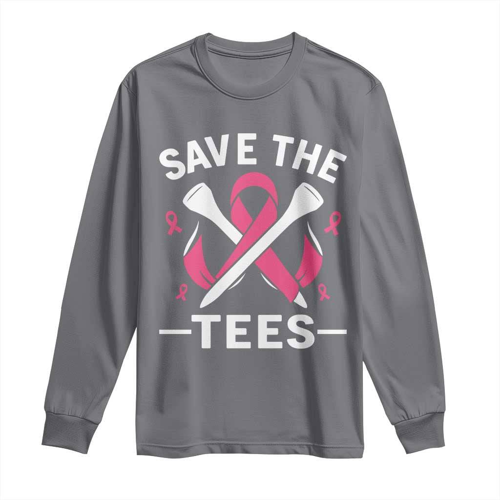 Breast Cancer Awareness Pink Ribbon Golf Long Sleeve Shirt Funny Save The Tees - Wonder Print Shop