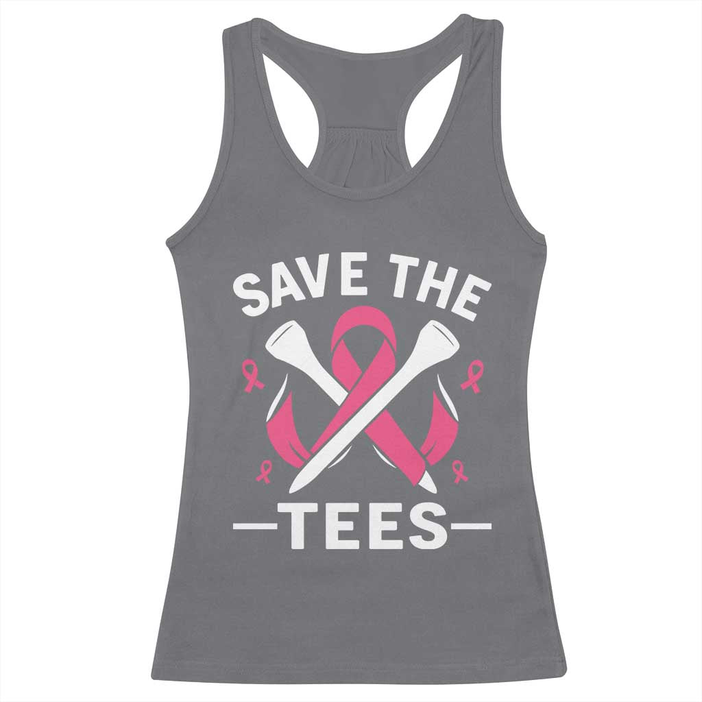 Breast Cancer Awareness Pink Ribbon Golf Racerback Tank Top Funny Save The Tees - Wonder Print Shop