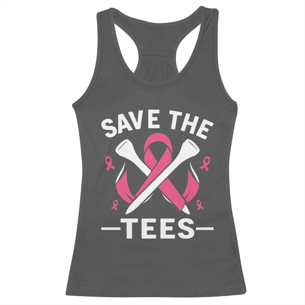 Breast Cancer Awareness Pink Ribbon Golf Racerback Tank Top Funny Save The Tees - Wonder Print Shop