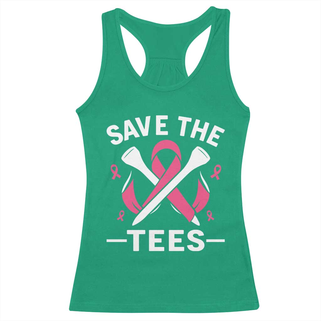 Breast Cancer Awareness Pink Ribbon Golf Racerback Tank Top Funny Save The Tees - Wonder Print Shop