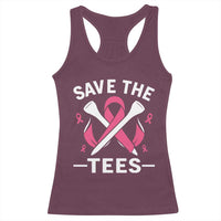 Breast Cancer Awareness Pink Ribbon Golf Racerback Tank Top Funny Save The Tees - Wonder Print Shop