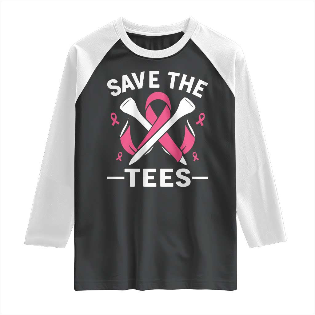 Breast Cancer Awareness Pink Ribbon Golf Raglan Shirt Funny Save The Tees - Wonder Print Shop