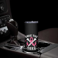 Breast Cancer Awareness Pink Ribbon Golf Skinny Tumbler Funny Save The Tees - Wonder Print Shop