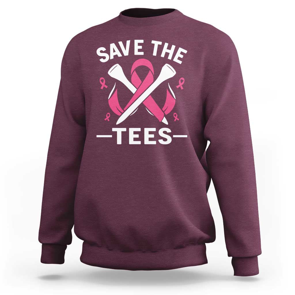 Breast Cancer Awareness Pink Ribbon Golf Sweatshirt Funny Save The Tees - Wonder Print Shop