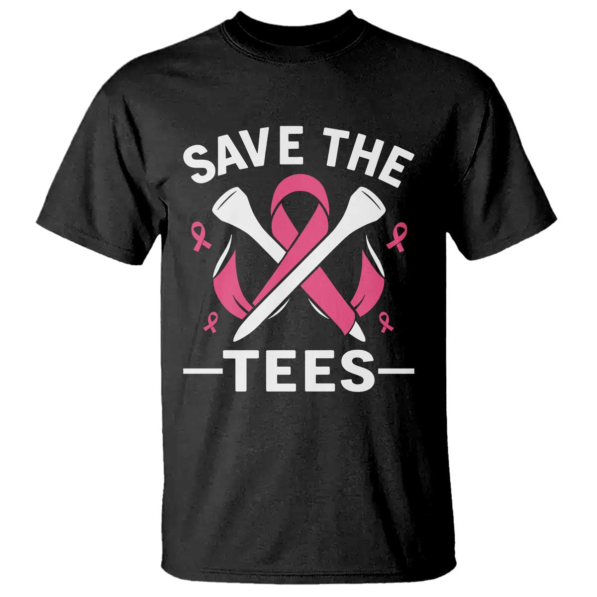 Breast Cancer Awareness Pink Ribbon Golf T Shirt Funny Save The Tees - Wonder Print Shop
