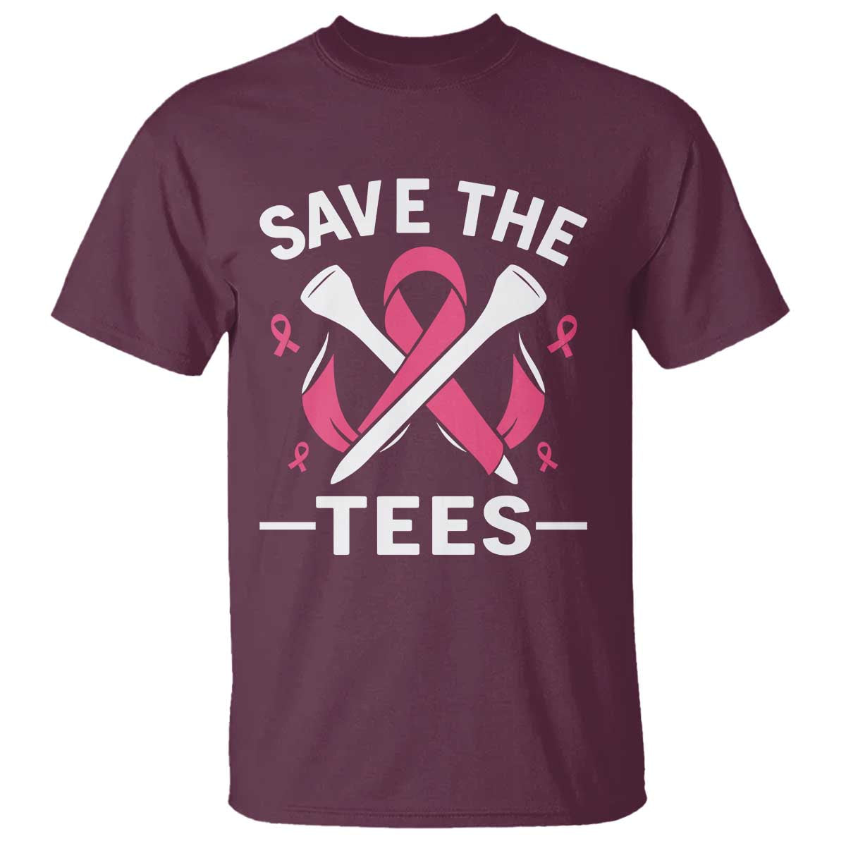 Breast Cancer Awareness Pink Ribbon Golf T Shirt Funny Save The Tees - Wonder Print Shop